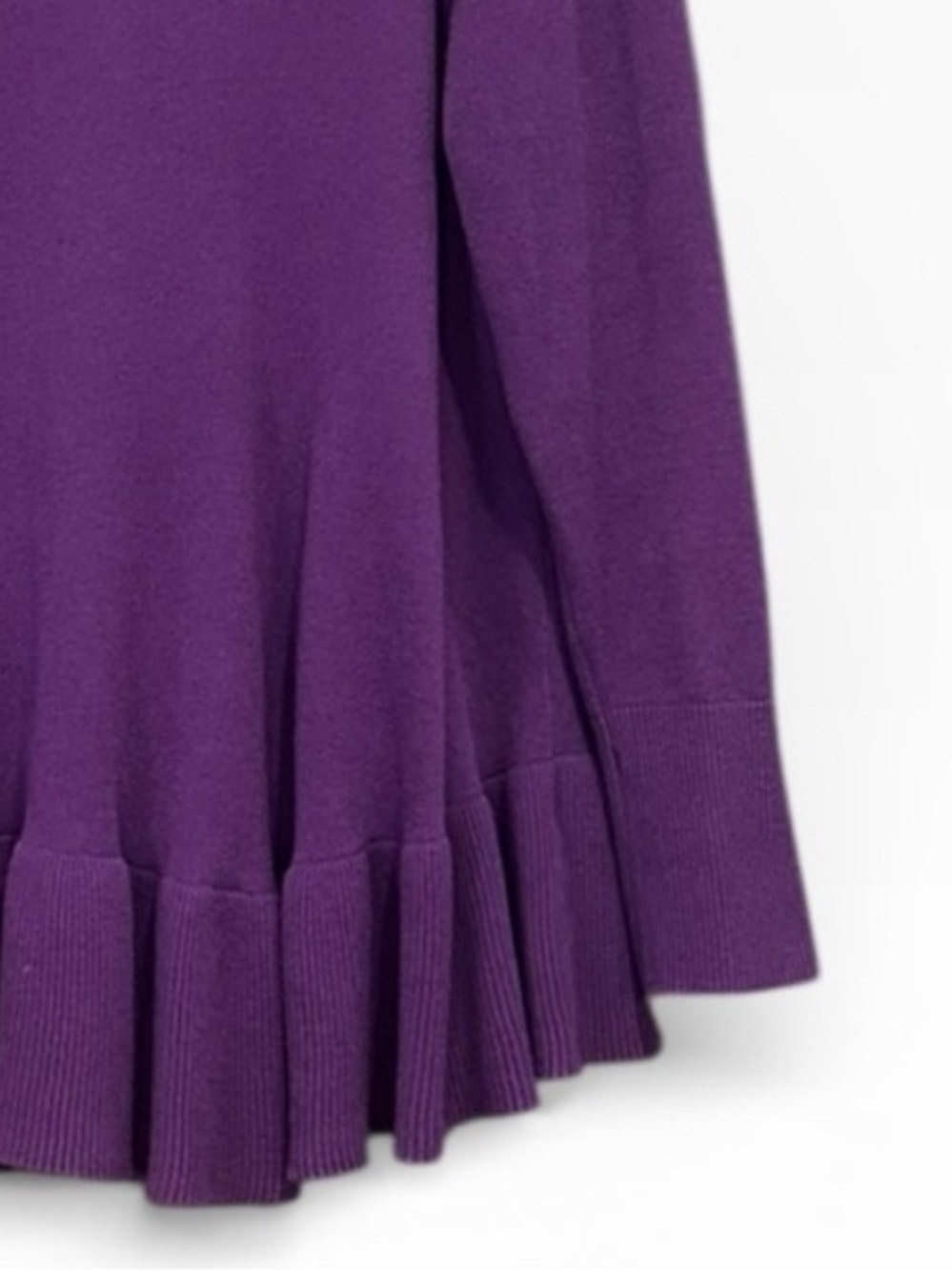 Isaac Mizrahi Purple Ruffle Hem Long Sleeve Sweater Cotton Blend Size XL - Picture 5 of 8